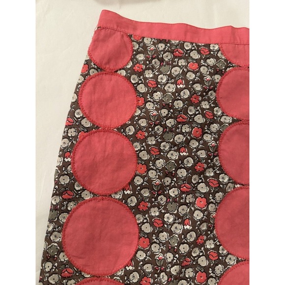 Boden Womens US 2 Cotton Skirt Pink Brown Pattern A-line Polka Dot Spring Cotton - Picture 3 of 9